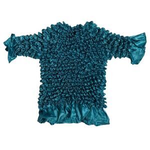 Blue Popcorn Short Sleeve Blouse Small